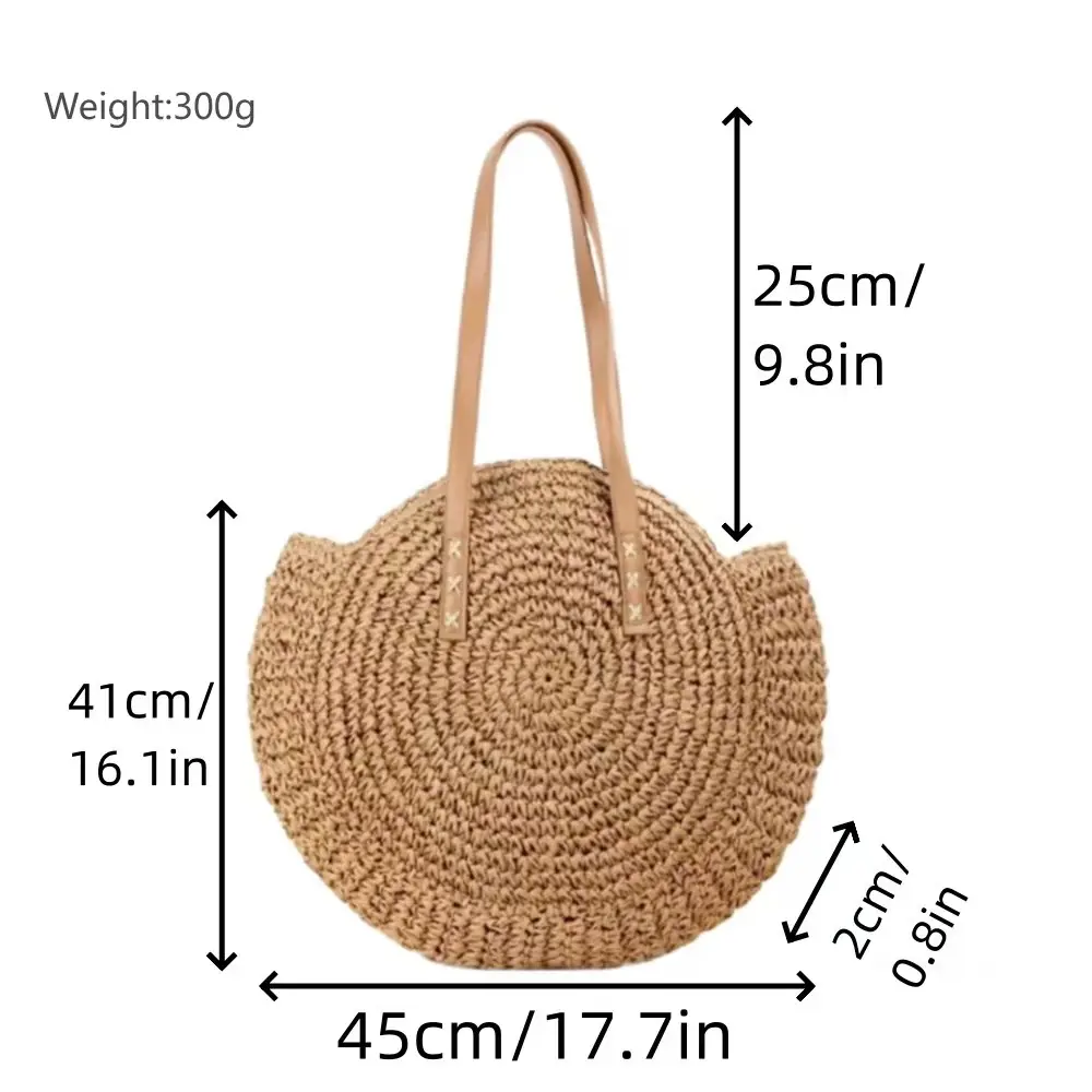 One-Shoulder Round Straw Bag for Women - Image 2