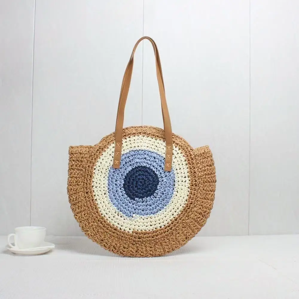 One-Shoulder Round Straw Bag for Women - Image 3