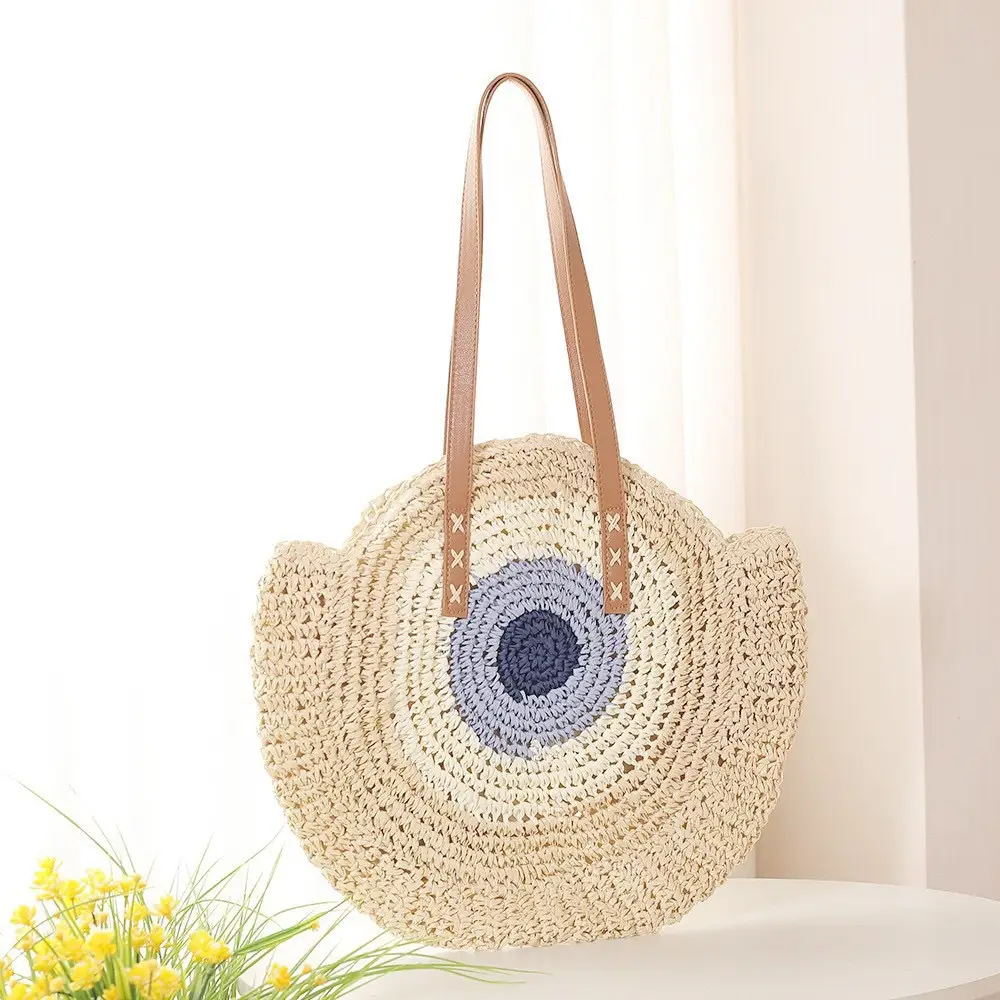 One-Shoulder Round Straw Bag for Women - Image 4