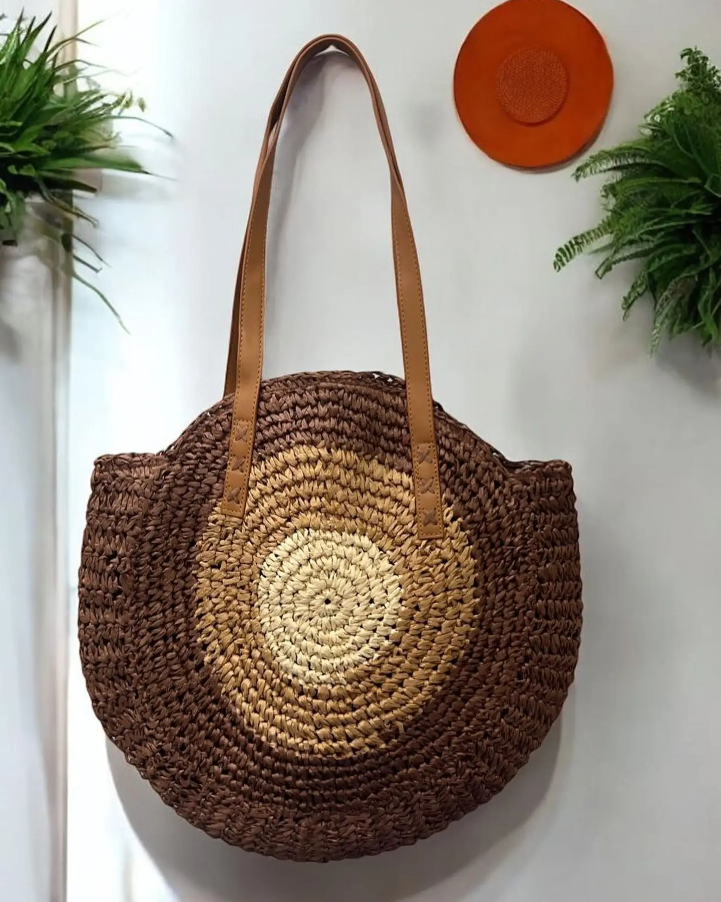 One-Shoulder Round Straw Bag for Women - Image 6