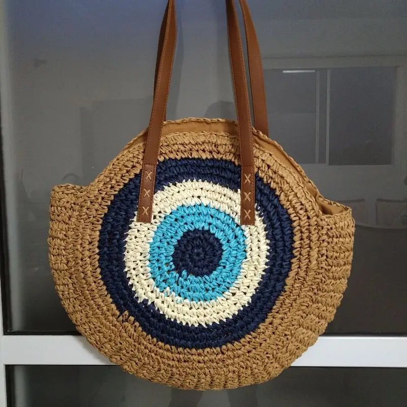 One-Shoulder Round Straw Bag for Women - Image 8