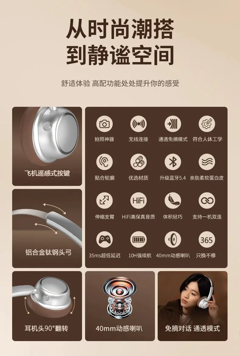 Wireless Bluetooth Headset Retro Style Long Endurance — feature 20