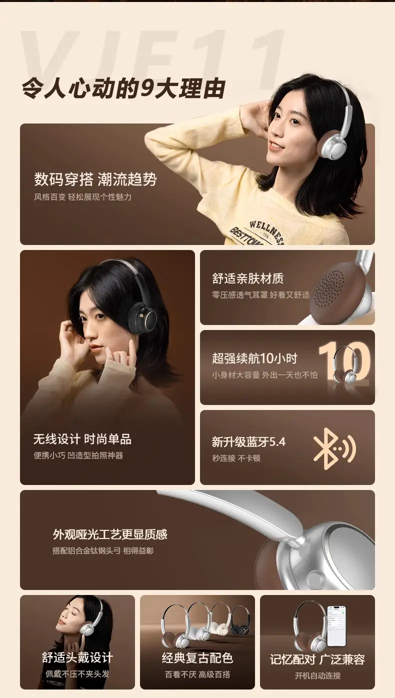 Wireless Bluetooth Headset Retro Style Long Endurance — feature 5