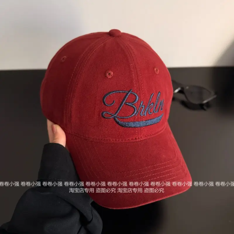 Black Korean Ankora Red Baseball Cap for Men Women - Image 6
