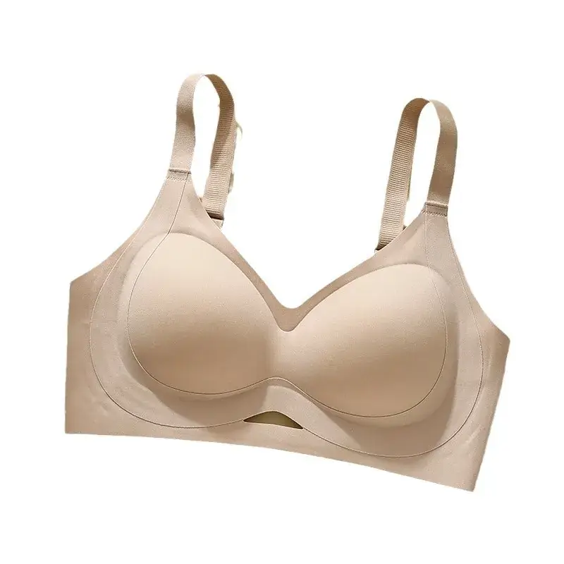 New Soft Support Underwear Women's Pull-up Anti-sagging Bra No-mark No-wire Fixed Chrysanthemum Cup Bra