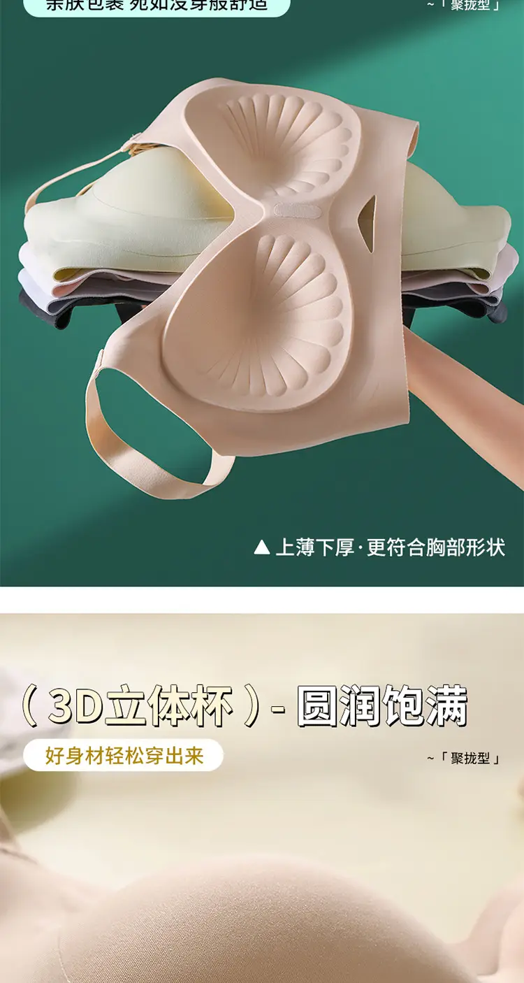 New Soft Support Underwear Women's Pull-up Anti-sagging Bra No-mark No-wire Fixed Chrysanthemum Cup Bra — feature 3