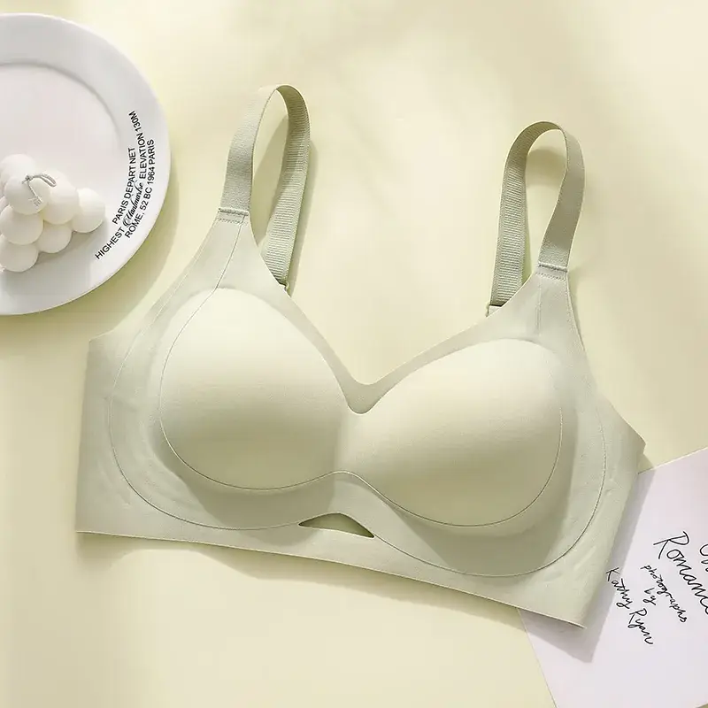 New Soft Support Underwear Women's Pull-up Anti-sagging Bra No-mark No-wire Fixed Chrysanthemum Cup Bra