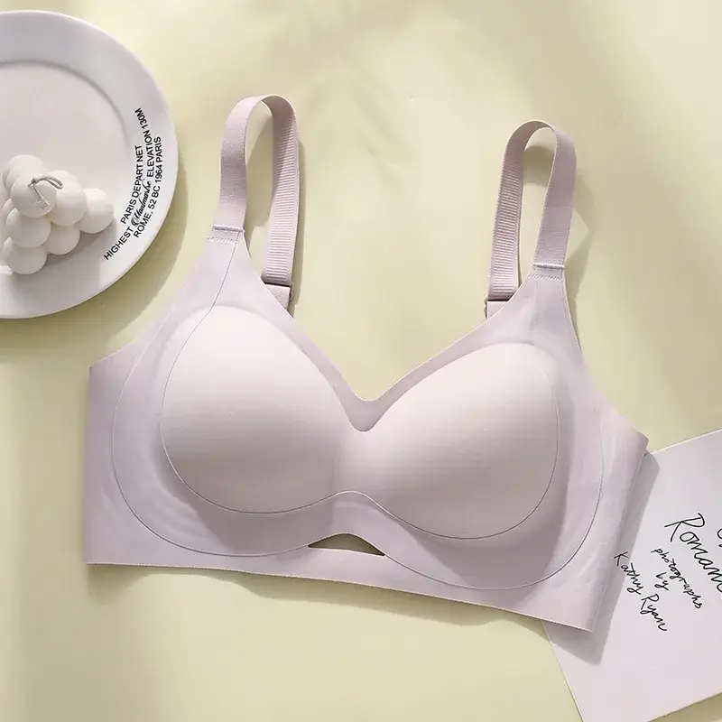New Soft Support Underwear Women's Pull-up Anti-sagging Bra No-mark No-wire Fixed Chrysanthemum Cup Bra