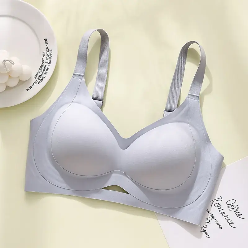 New Soft Support Underwear Women's Pull-up Anti-sagging Bra No-mark No-wire Fixed Chrysanthemum Cup Bra