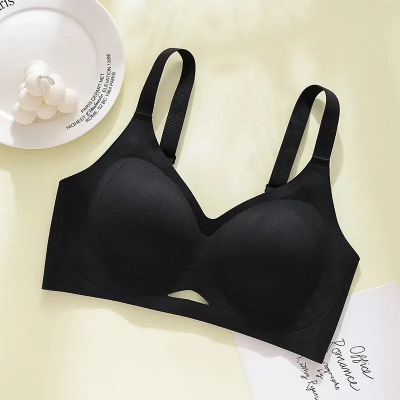 New Soft Support Underwear Women's Pull-up Anti-sagging Bra No-mark No-wire Fixed Chrysanthemum Cup Bra