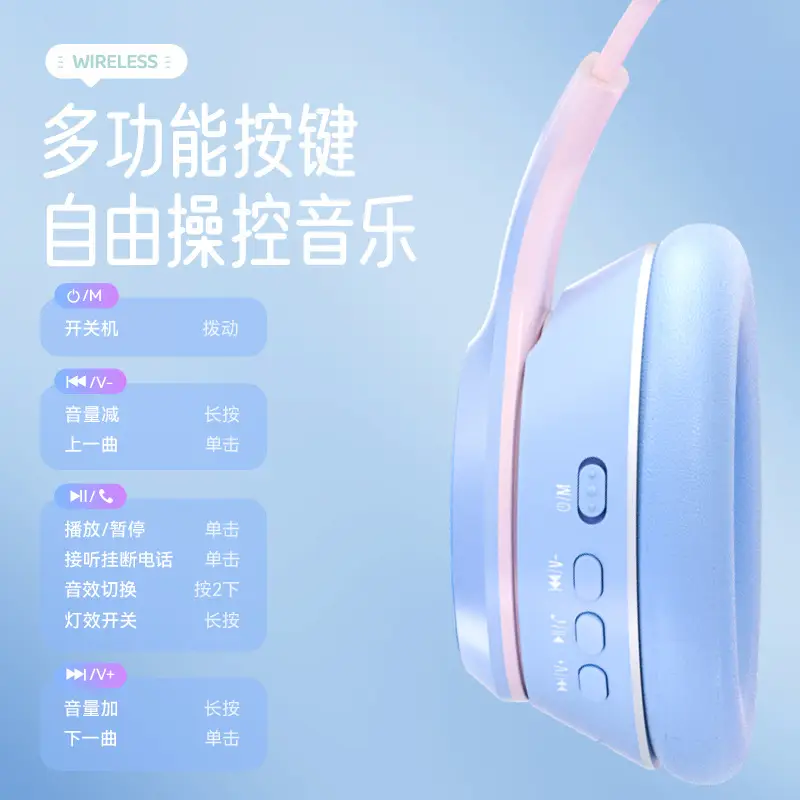 Cat Cat Ear Bluetooth Headset with RGB Light - Image 12