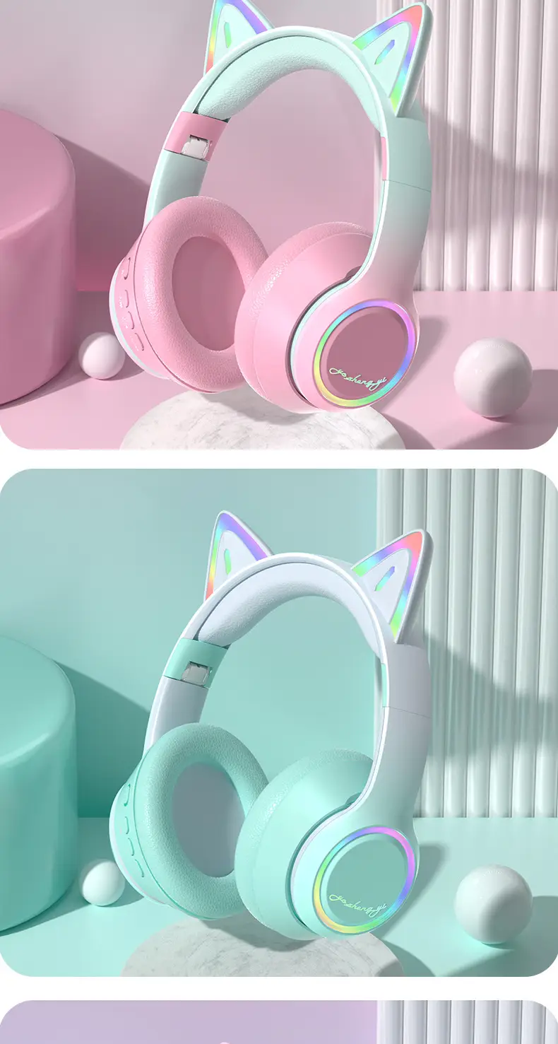 Cat Cat Ear Bluetooth Headset with RGB Light β feature 22
