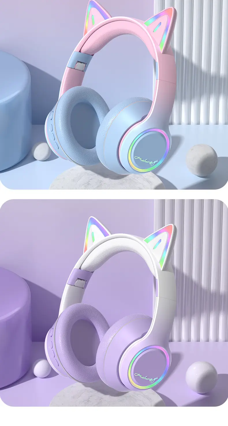 Cat Cat Ear Bluetooth Headset with RGB Light β feature 23