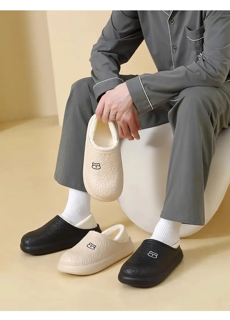 Cotton slippers wholesale cotton slippers winter fleece-lined warm bear eva bag with waterproof moon shoes indoor home stall — feature 13