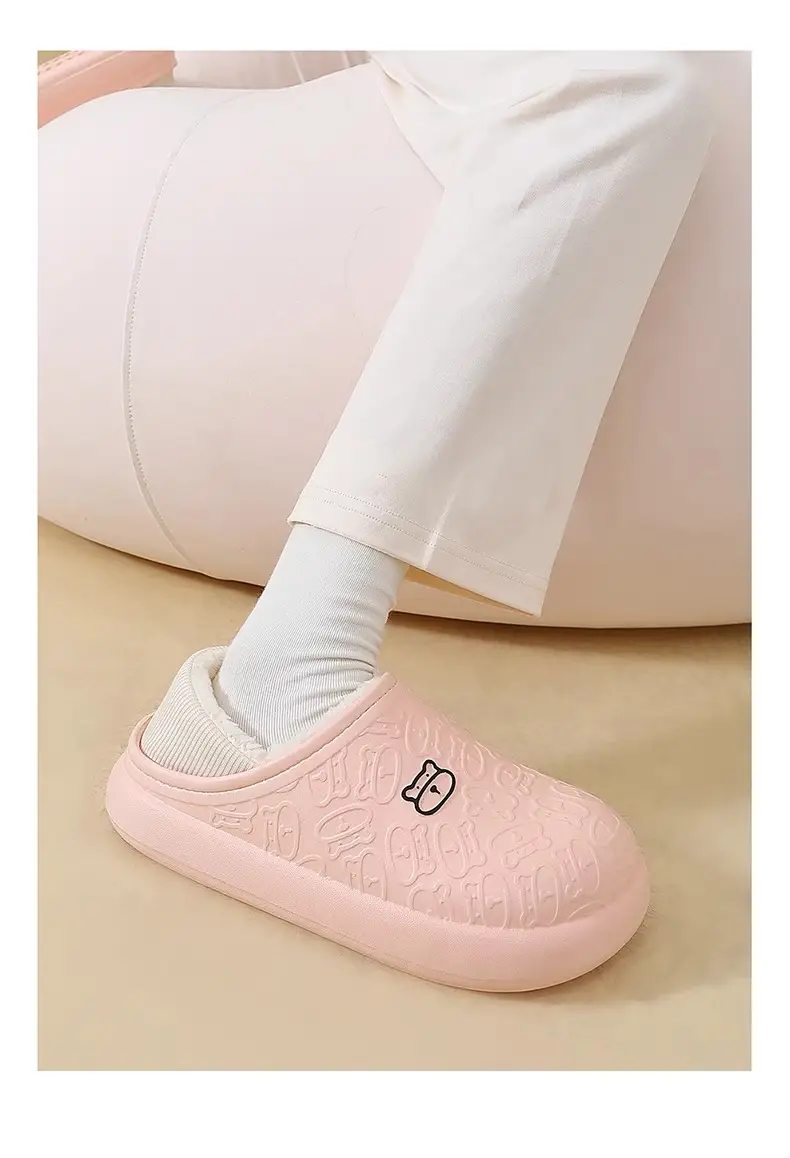 Cotton slippers wholesale cotton slippers winter fleece-lined warm bear eva bag with waterproof moon shoes indoor home stall — feature 14