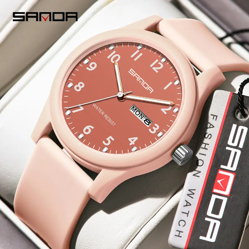 Sanda White Silicone 3D Analog Watch for Women