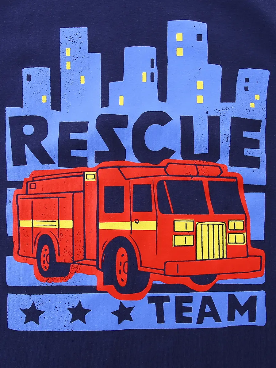 Kids Rescue Team T-Shirt Red Cartoon Print