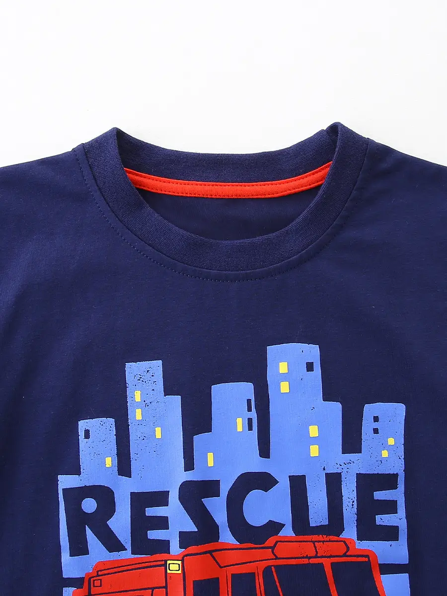 Kids Rescue Team T-Shirt Red Cartoon Print