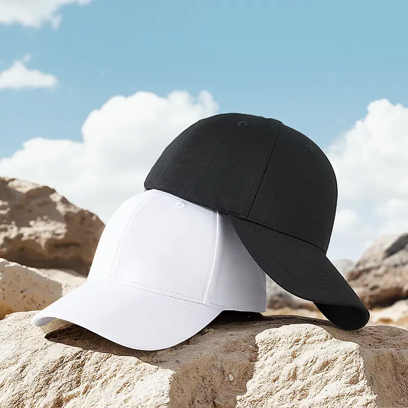 Men's Black & White Baseball Cap Cotton Outdoor Sunscreen Hat - Image 3