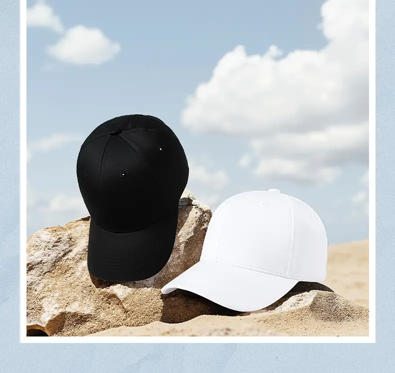 Men's Black & White Baseball Cap Cotton Outdoor Sunscreen Hat — feature 18