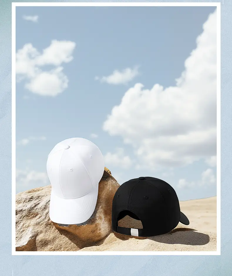 Men's Black & White Baseball Cap Cotton Outdoor Sunscreen Hat — feature 25