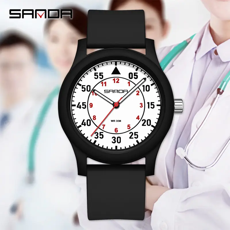 Sanda Black Luminous Large Dial Watch