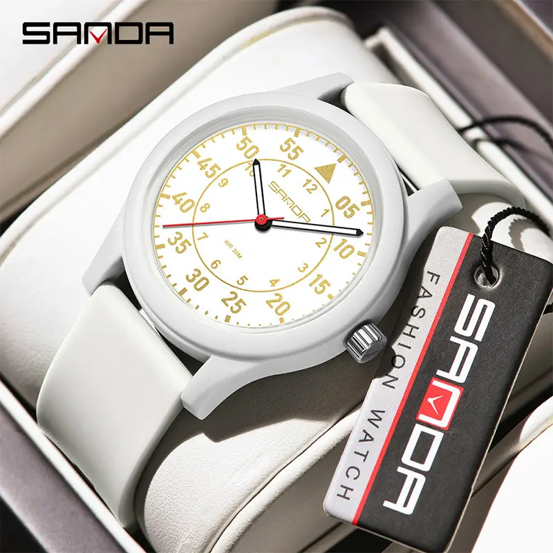 Sanda Black Luminous Large Dial Watch