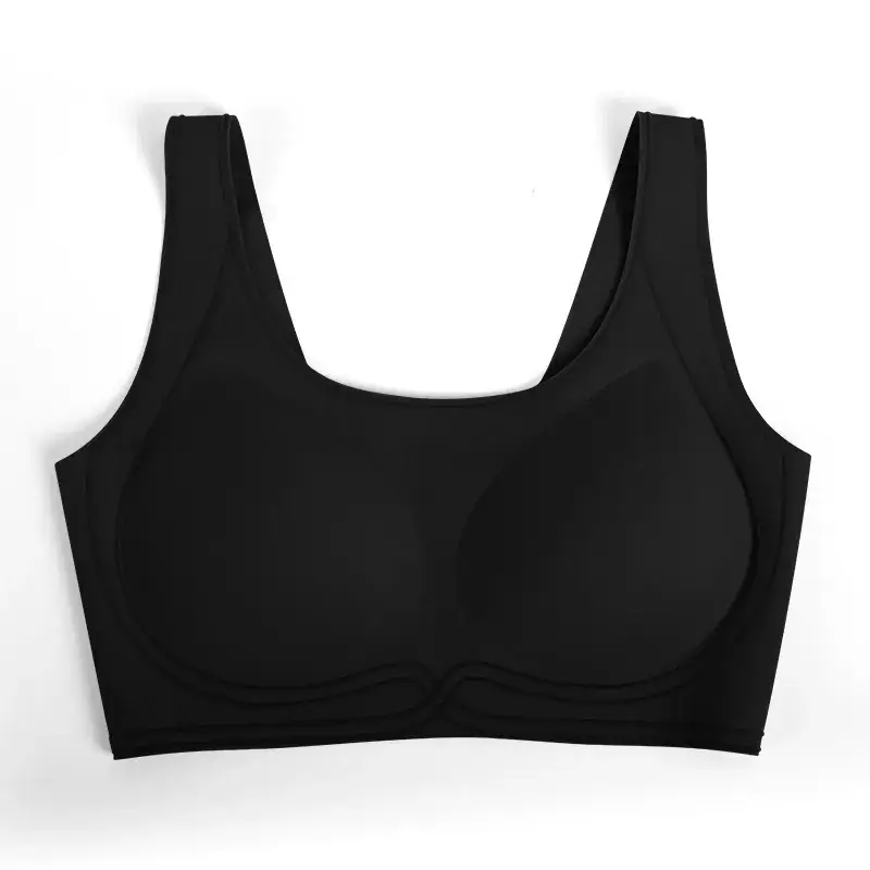 Black Flocking Non-Steel Ring Underwear with Wide Strap - Image 4