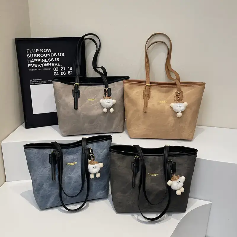 Vintage Beige Large Tote Bag for Women 2025 - Image 6
