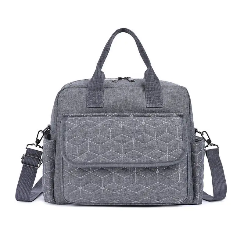 Light Blue Quilted Shoulder Bag with 5 Pockets - Image 17