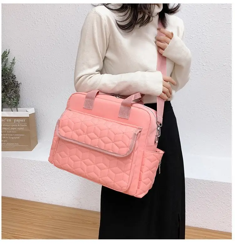 Light Blue Quilted Shoulder Bag with 5 Pockets — feature 18