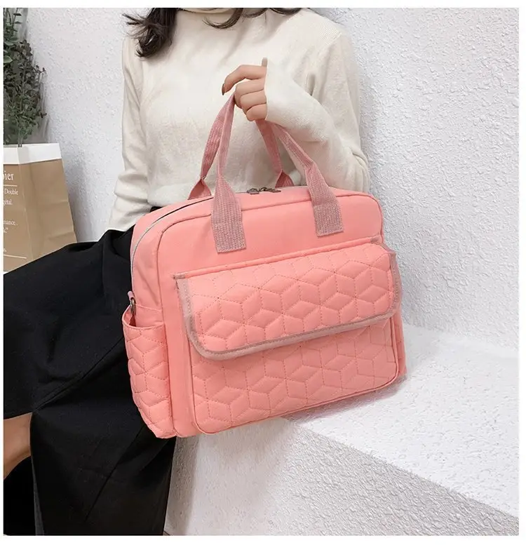 Light Blue Quilted Shoulder Bag with 5 Pockets — feature 19