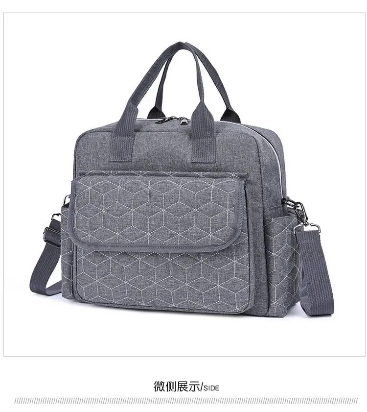 Light Blue Quilted Shoulder Bag with 5 Pockets — feature 24