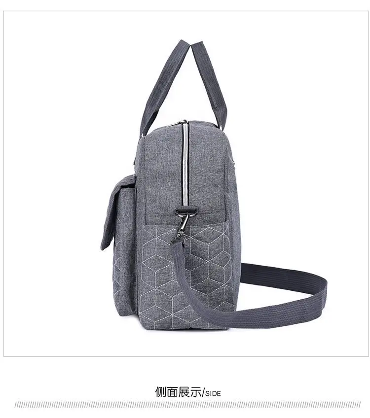 Light Blue Quilted Shoulder Bag with 5 Pockets — feature 25