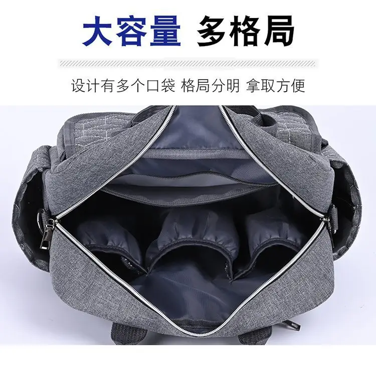 Light Blue Quilted Shoulder Bag with 5 Pockets — feature 7