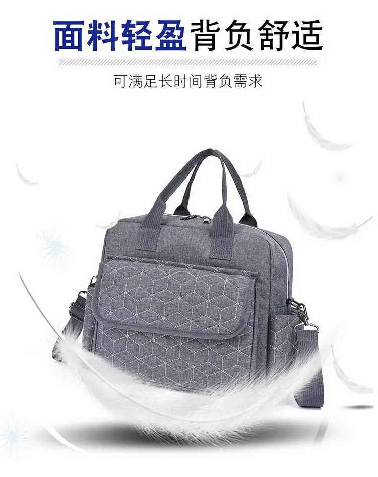 Light Blue Quilted Shoulder Bag with 5 Pockets — feature 9