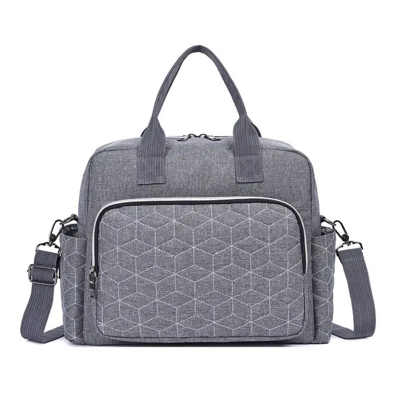Light Blue Quilted Shoulder Bag with 5 Pockets - Image 10