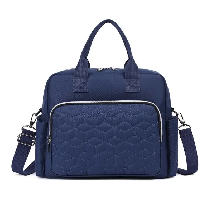 Light Blue Quilted Shoulder Bag with 5 Pockets - Image 11