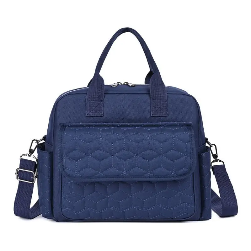Light Blue Quilted Shoulder Bag with 5 Pockets - Image 3