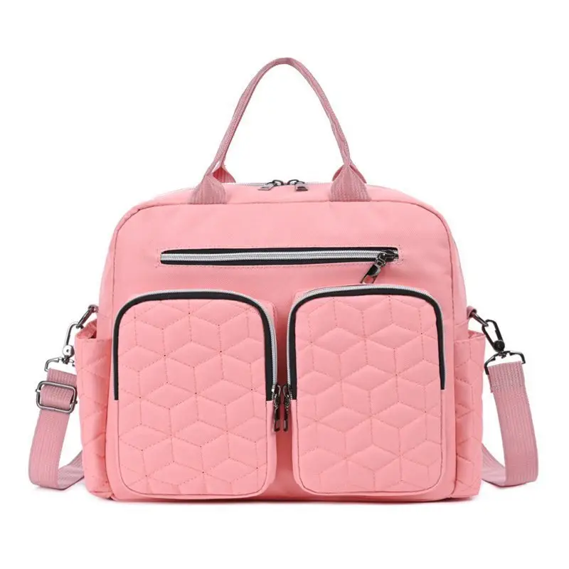 Light Blue Quilted Shoulder Bag with 5 Pockets - Image 5