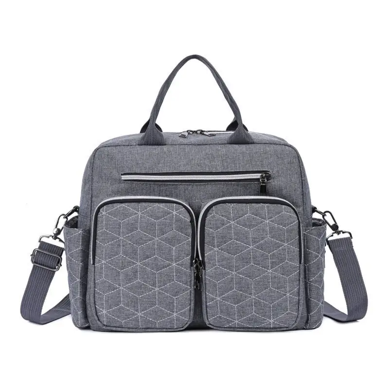 Light Blue Quilted Shoulder Bag with 5 Pockets - Image 6