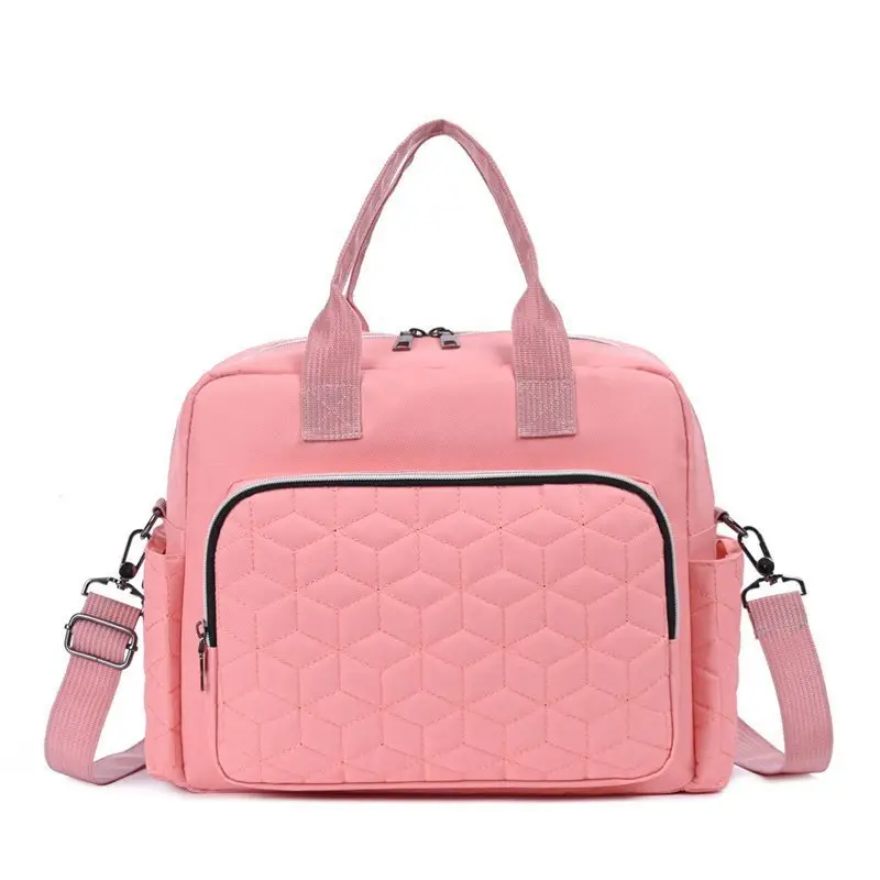 Light Blue Quilted Shoulder Bag with 5 Pockets - Image 9