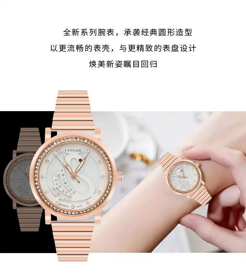 Rose Gold Ladies Watch with Full Diamond Scale Quartz — feature 6