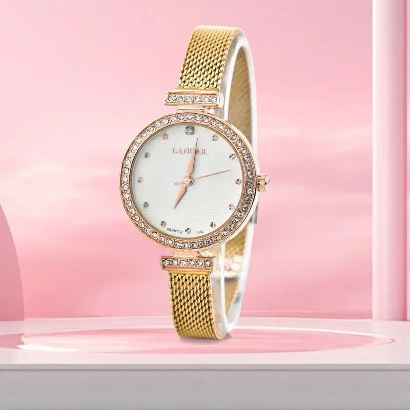 Lamar Gold Mesh Quartz Watch for Women - Image 3