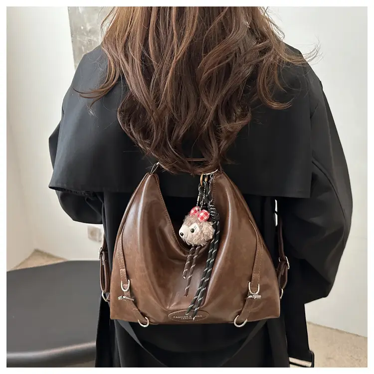 Women's Brown Casual Shoulder Backpack 2025 Trendy — feature 10