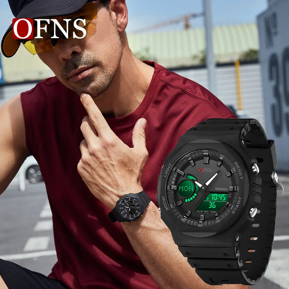 O'Fani Black Waterproof Crossbody Watch with Dual Display - Image 5