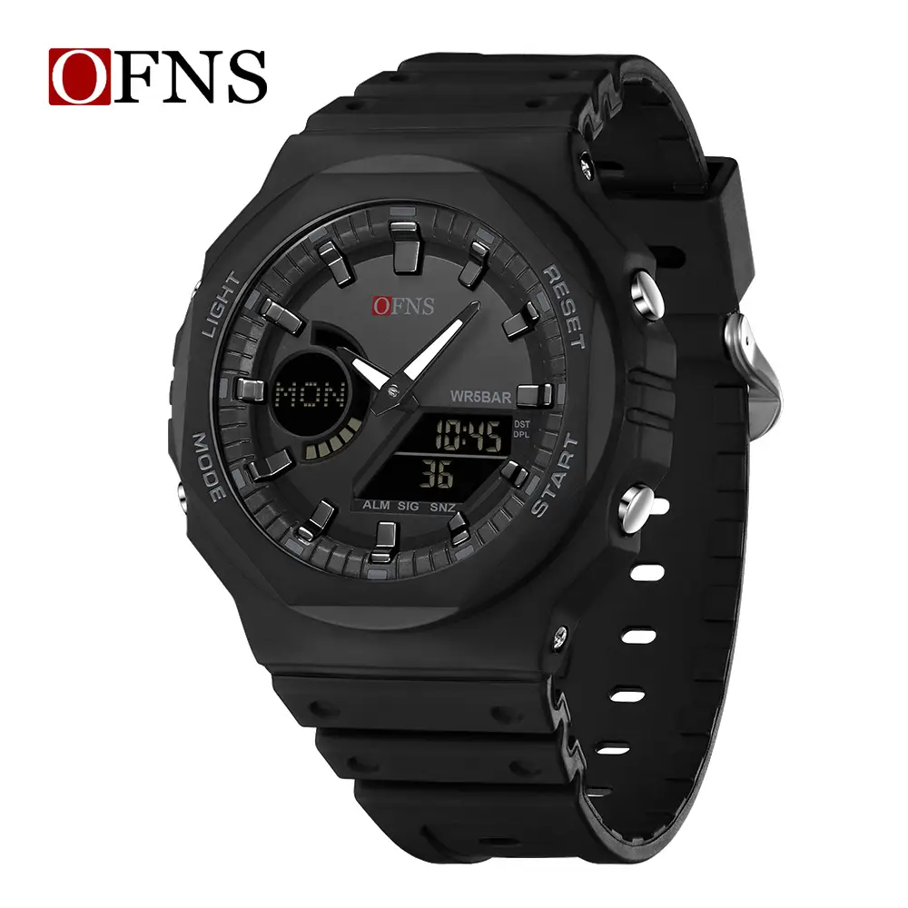 O'Fani Black Waterproof Crossbody Watch with Dual Display - Image 3