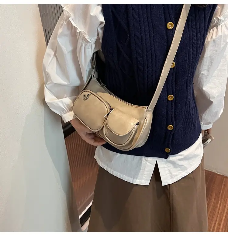 Tan Multi-Pocket Shoulder Bag with Detachable Strap — feature 16