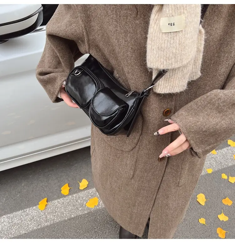 Tan Multi-Pocket Shoulder Bag with Detachable Strap — feature 22