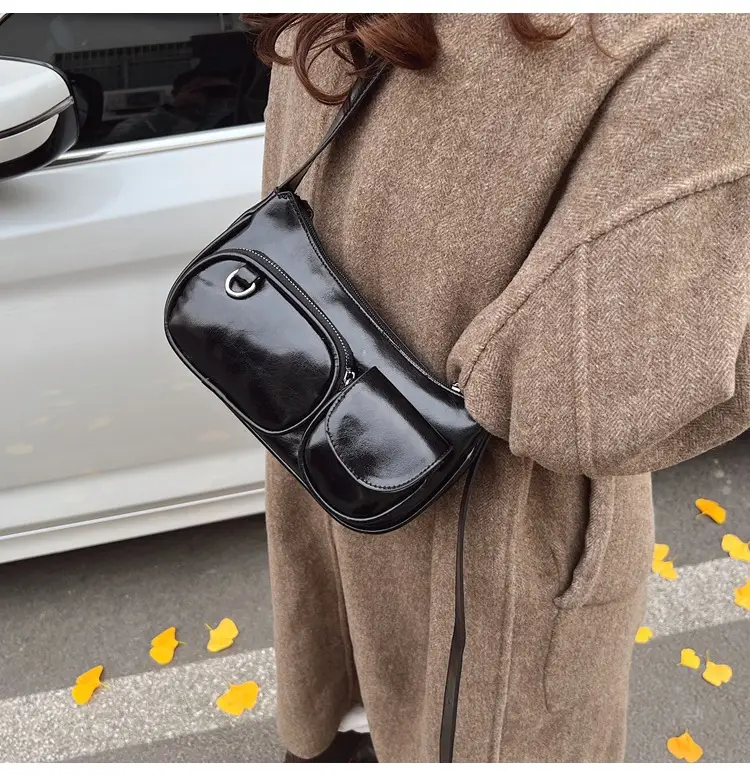 Tan Multi-Pocket Shoulder Bag with Detachable Strap — feature 23